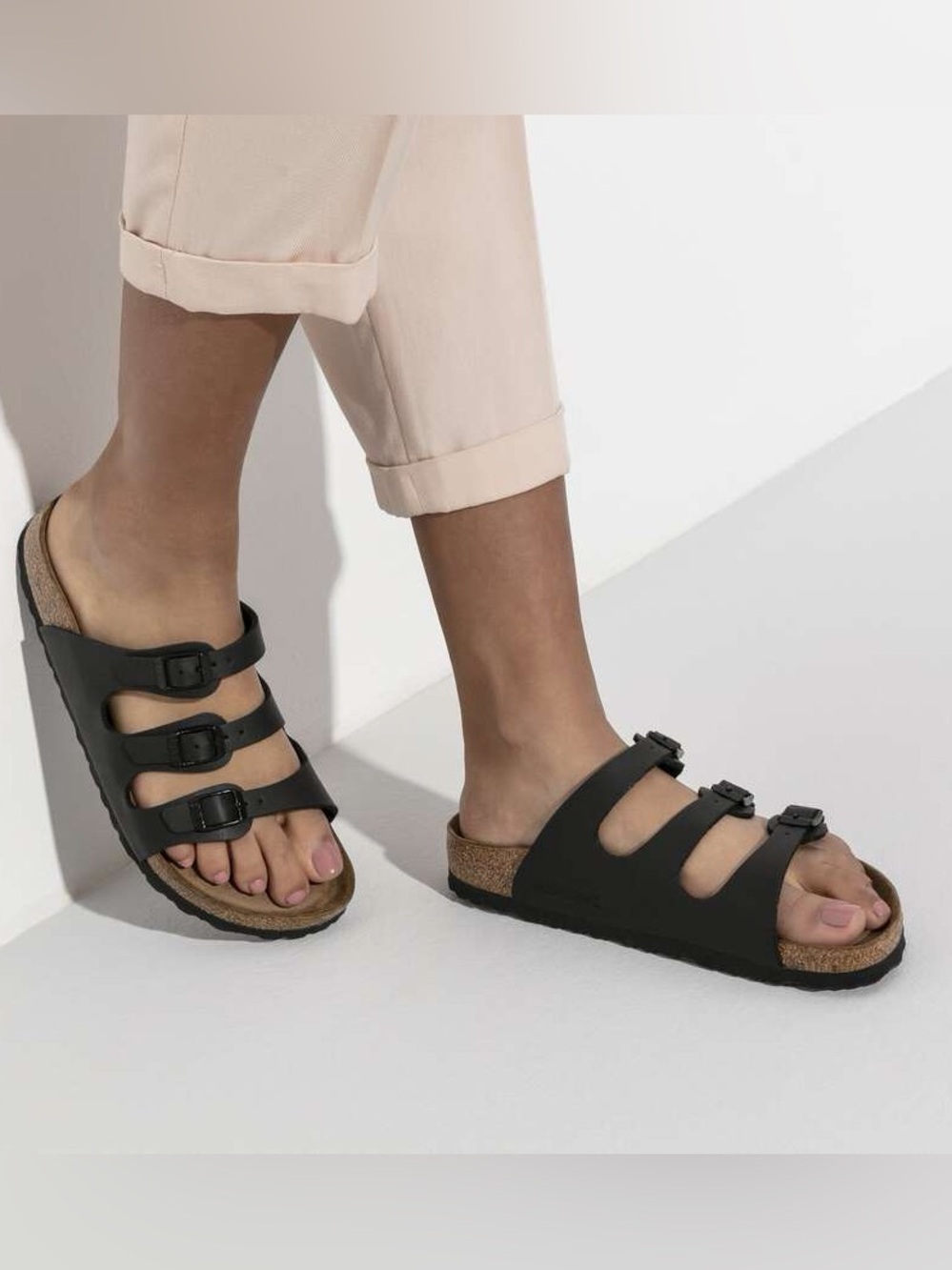 Birkenstock Women's Triple Strap Black Slide Sandals
